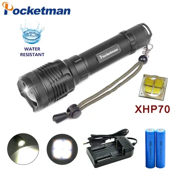 

2019 New 7000LM XHP70 LED flashlight powerful Tactical Torch Zoomable Lantern power by 18650 battery z30