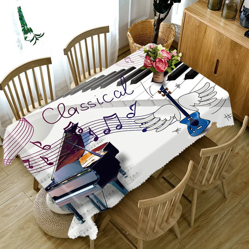 

3D Tablecloth Musical Instrument Pattern Dustproof Tablecloth Wedding Banquet Decoration Table Cloth Home Textile Supplies