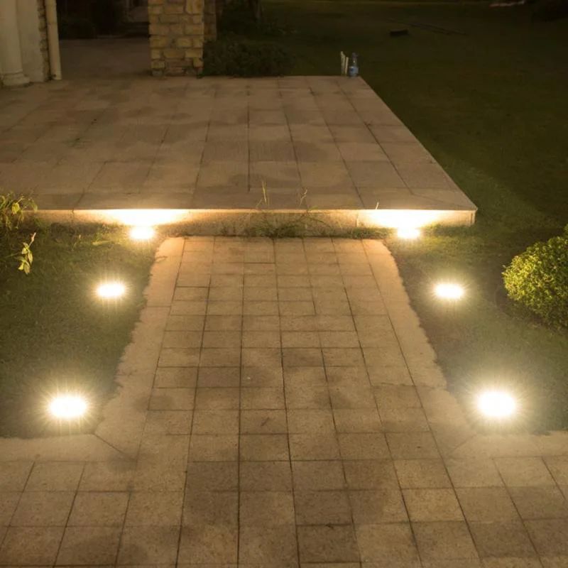 Chiclits 8 Leds Solar Powered Ground Light 4Pcs Waterproof Garden Pathway Deck Lights for Home Driveway Yard Lawn Road Lamp (5)