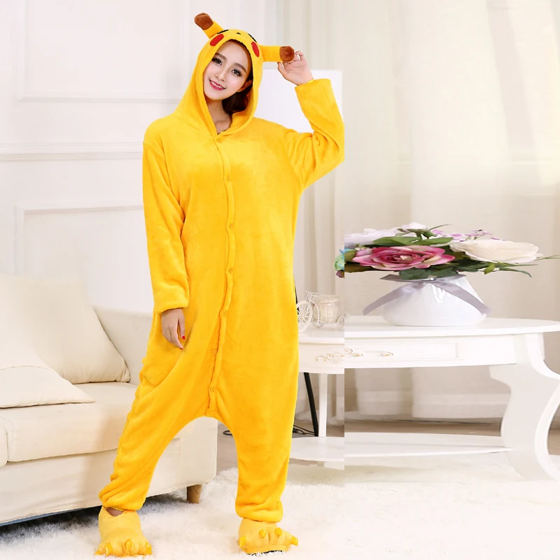 XXL Size Pokemon Pikachu Onesies Adult Kigurumi Pajamas For Women Soft Flannel Winter Pyjamas One-Piece Jumpsuit Sleepwear Suit (7)