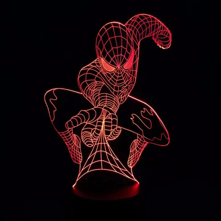 Marvel супергерой Человек-паук 3D настольная лампа Оптическая иллюзия Bulbing Ночной светильник 7 цветов Изменение настроения лампа дропшиппинг