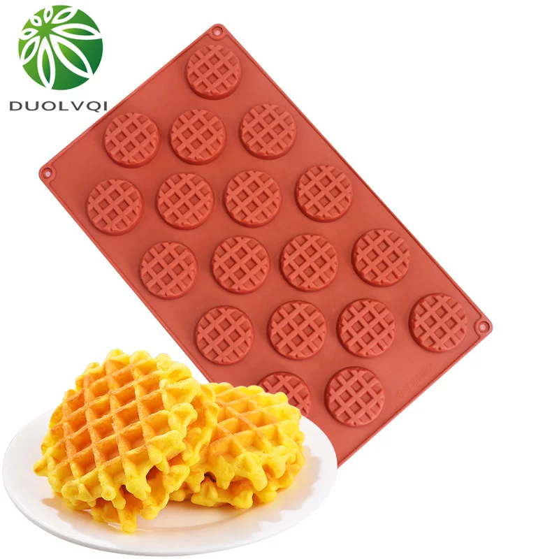 

Practical Waffle Shaped Silicone Mold DIY Cake Fondant Cookie Dessert Pastry Decoration Moulds Round Biscuit Mould Baking Tools