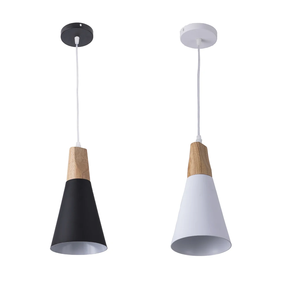 

European style E27 Holder Black White Ceiling lamp base Wood Hanging E27 Socket E26 Pendant Lamp for Restaurant Lighting