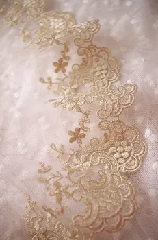 

gold embroidered lace, gold mesh lace trimming, scalloped trim 10yards