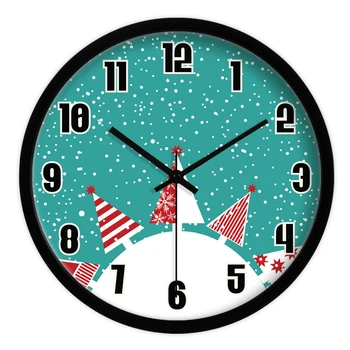 

Wall Clock Creative Round Christmas Tree Dial Silence Quartz Clock Office Living Room Children Bedroom Wall Decoration Clocks