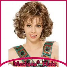 Medusa hair products: Synthetic pastel wigs for women Stunning medium length curly styles Mix color wig with bangs SW0375B