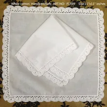 Набор из 12 модных дамские платки 12-дюймовые белые хлопковые кружевные свадебные носовые платки сладкое сердце носовые платки Vingate Bridal Hanky