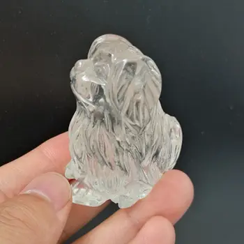 

83.8g Clear Natural Quartz Crystal adorable dog~Handmade carved