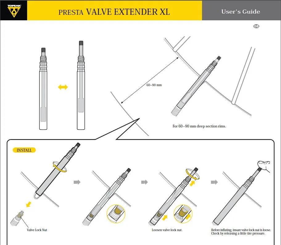 TOPEAK PRESTA VALVE EXTENDER EXTENSION 43mm alloy