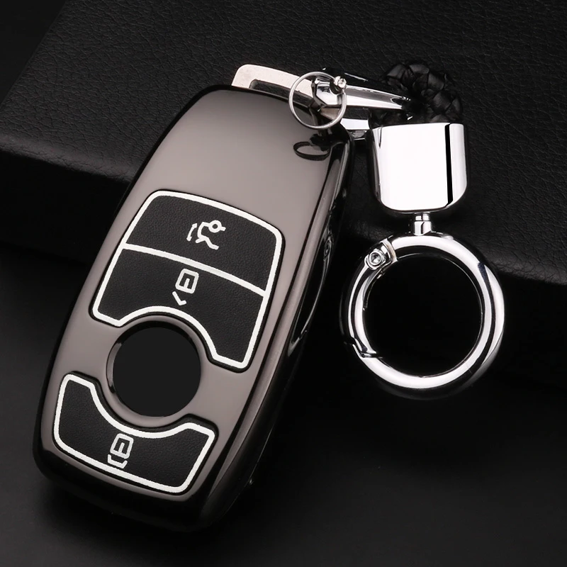 

Zinc alloy+Luminous Leather Car Key Cover Case For Mercedes Benz AMG E Class W213 2017 B200 C180 E260L S320 GLK300 CLA CLS S400