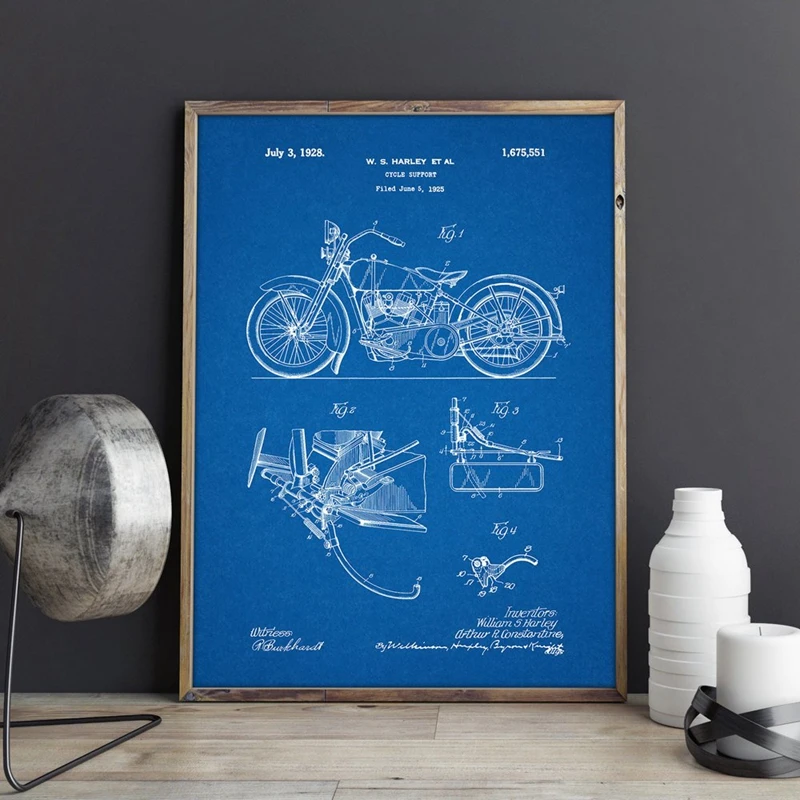 Motorcycle patent wall art print