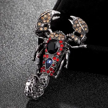 

2018 hot selling men's Scorpion insect brooches jewelry brand rhinestone crystal pin brooch bouquet statement punk hijab bijoux