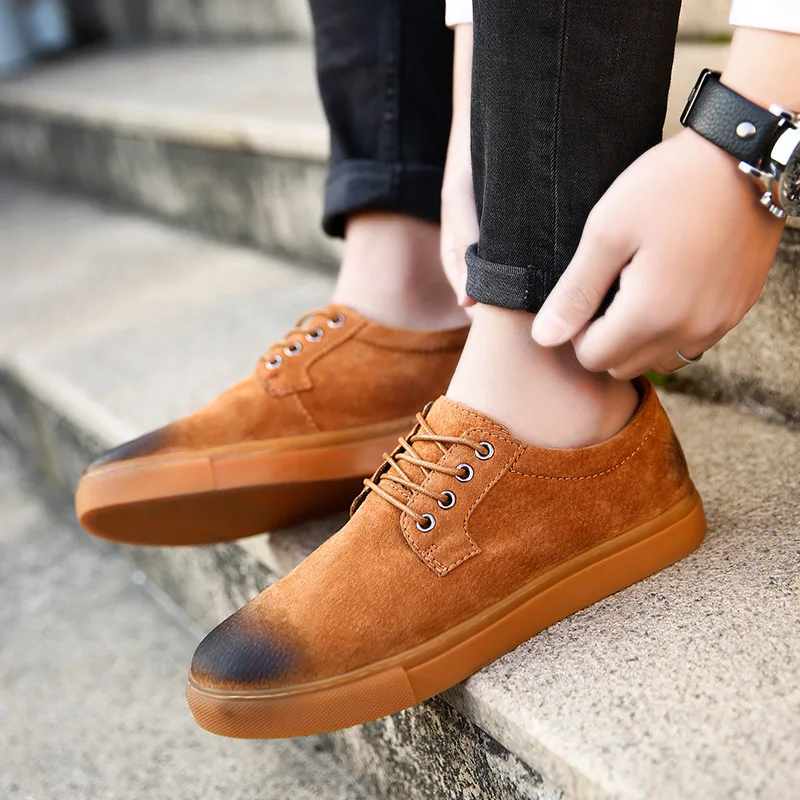 VKERGB Casual Suede Leather Driving Moccasins Slip on Formal Loafers Men Shoes Male Dress Lace-Up Wear Comfortable Safety Gray