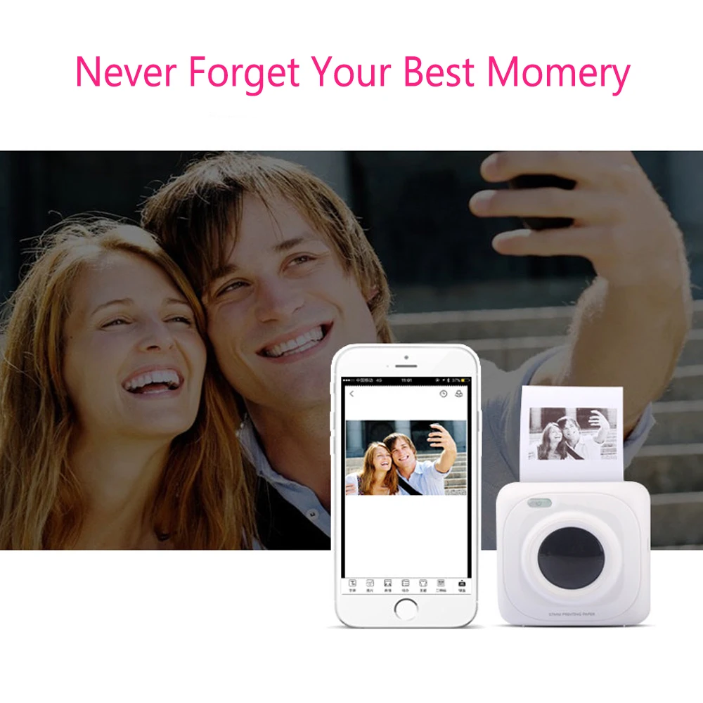Портативный Bluetooth принтер мини для фотографий портативный фотопринтер Android iOS