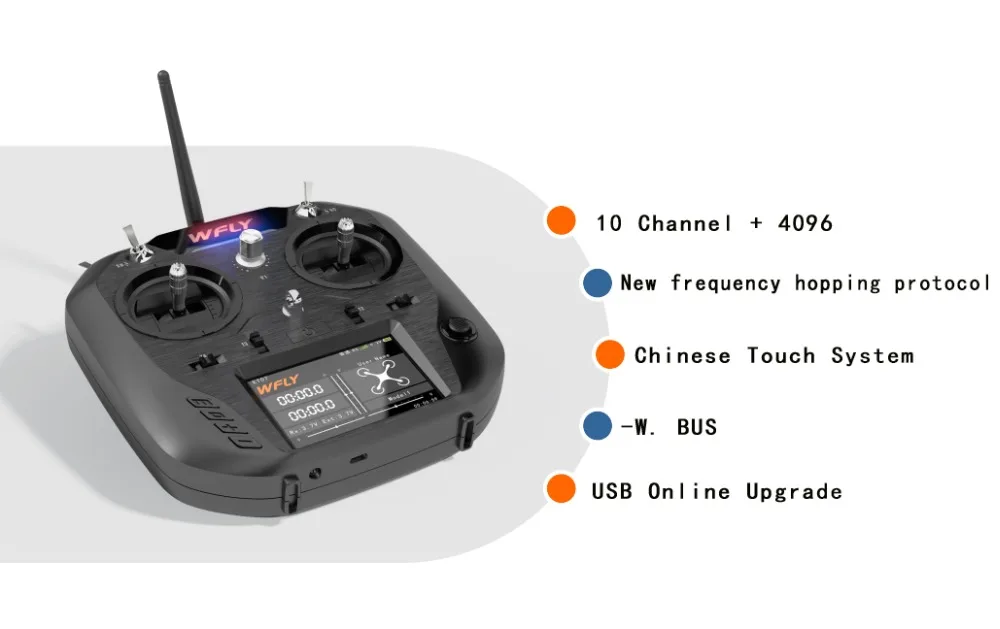 WFLY ET07 10 канальный 2,4 ГГц Радиоуправляемый передатчик+ WBUS/PWM сигнал 10 канальный RF207S приемник для радиоуправляемого самолета