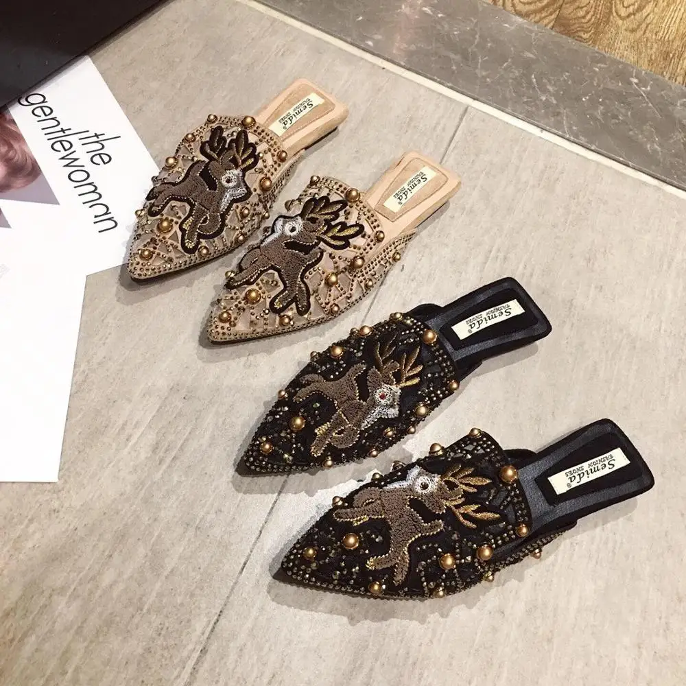 

Women's Slippers 2019 Slides Shoes Without Heel Cover Toe Jelly Flip Flops Heeled Mules New Sliders Flat Glitter Luxury Fashion