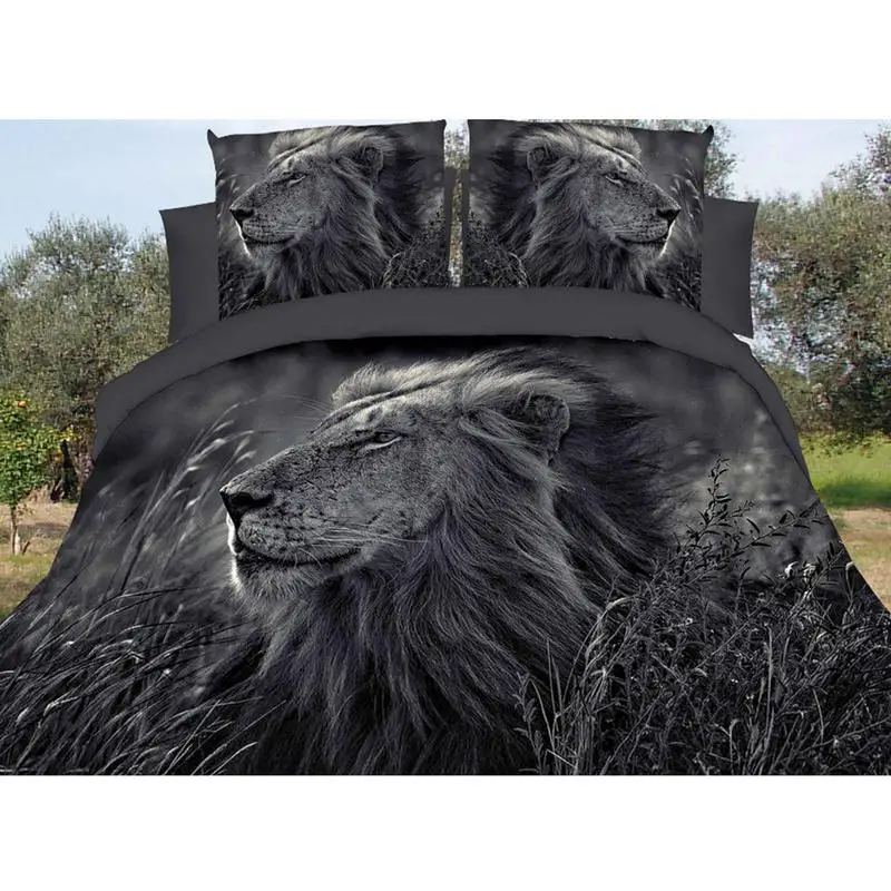 

200cmx230cm Bedding Set 3D Cotton White Printed Dog Wolf Cat And Leopard Luxury 4pcs Bedding Set Home & Living Home Decor