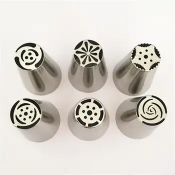

6 Styles Russian Tulip Stainless Steel Icing Piping Nozzles Pastry Decorating Tips Cake Cupcake Decorator D964