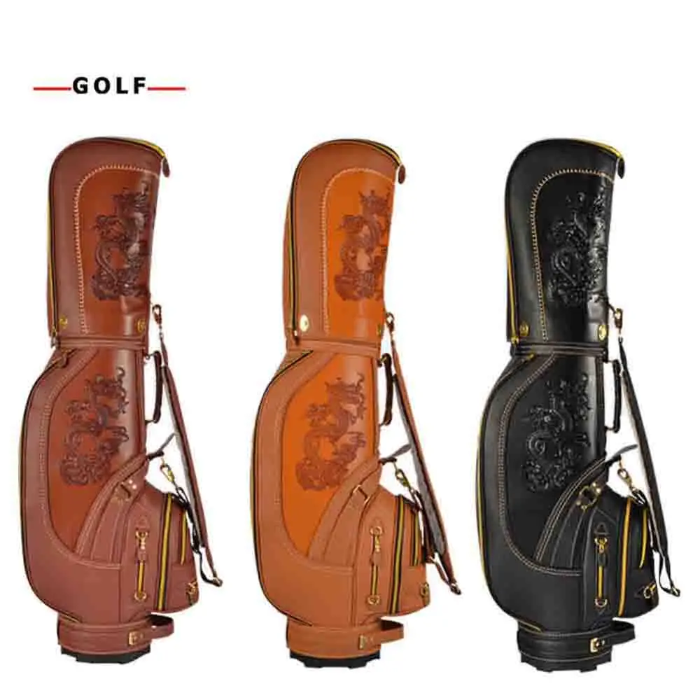 

PGM High Quality PU Leather Dragon Golf Club Bag Men Vintage Waterproof Durable Bolsa de Golf 3 Colors Available