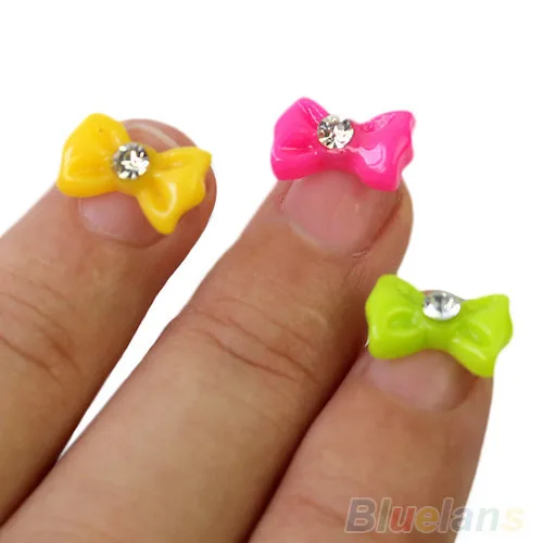 Blueness 50 шт/партия Стразы для дизайна ногтей 12 цветов бант 3d-украшения для ногтей DIY Милые Блестки инструменты для ногтей