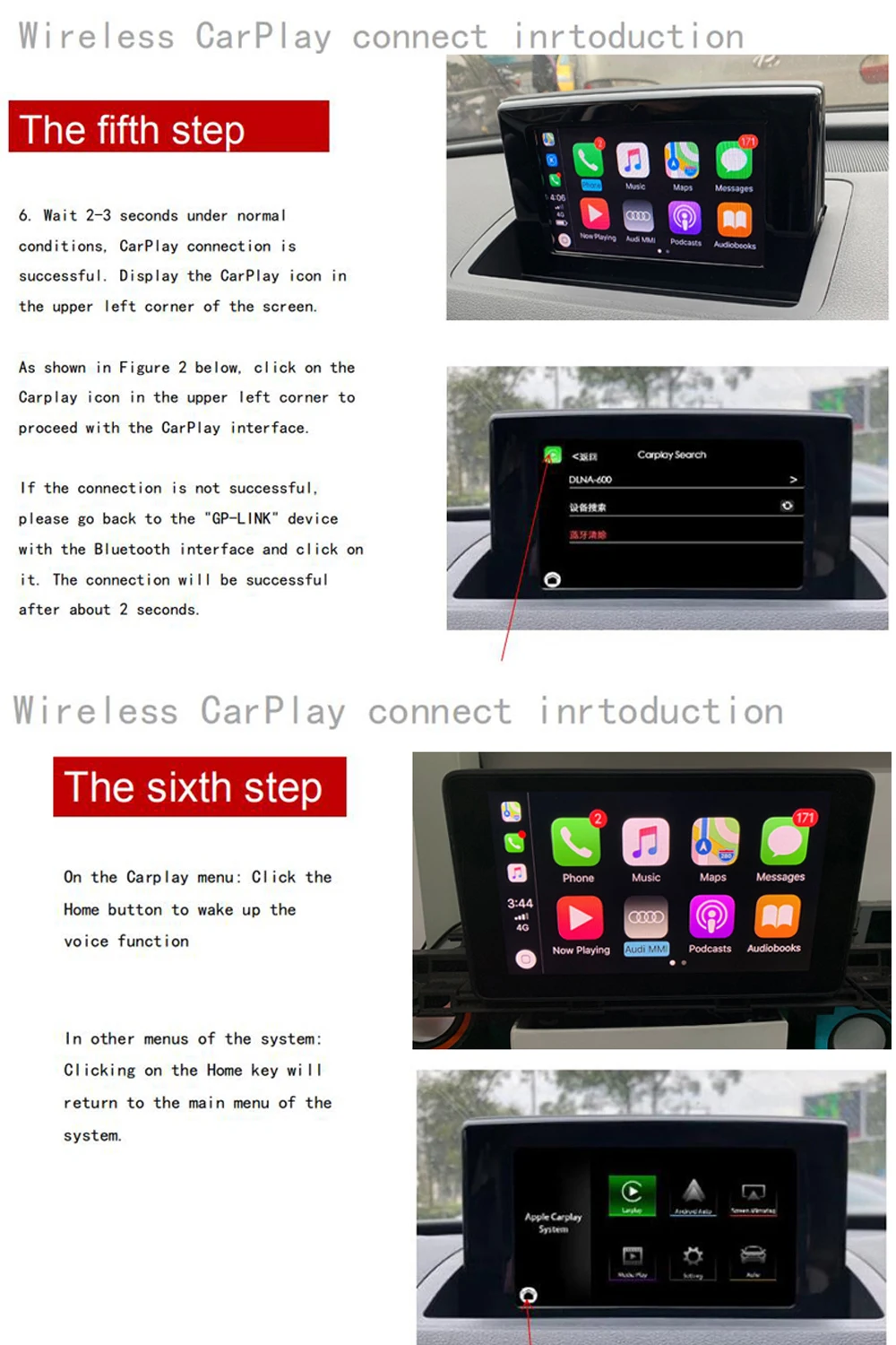 Clearance Sinairyu Wireless Apple Carplay Solution for Audi A3 3G/3G MMI with Reverse Camera for Audi 10