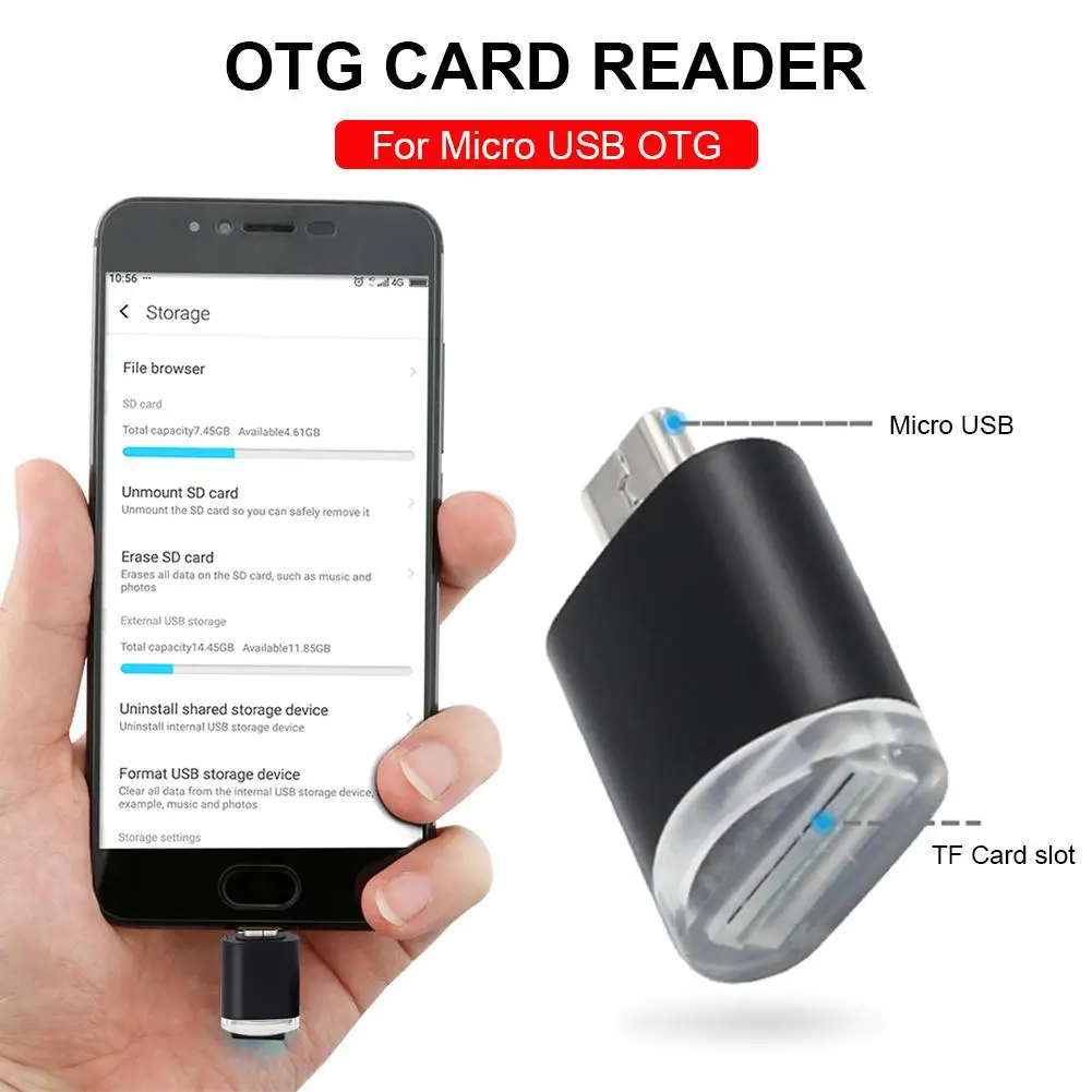 

Micro USB OTG To USB Adapter SD TF Memory Card Reader With Standard USB Male Connector For Smartphones Tablets Camera