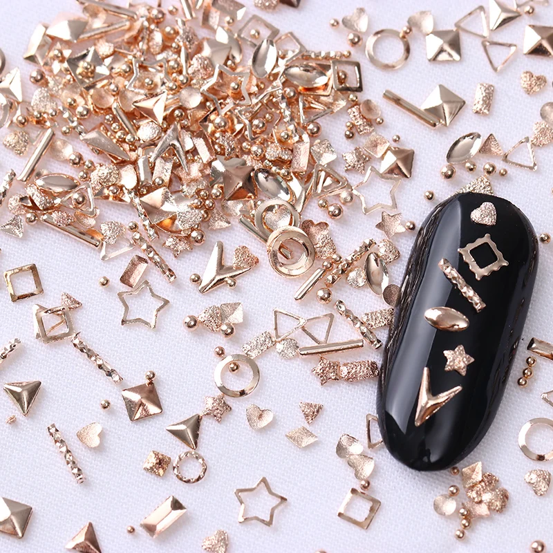

3D Round Rose Silver Metal Star Shell 3D Nail Art Rivets Studs Mixed DIY Nail Art Decoration for UV Gel Nail Polish
