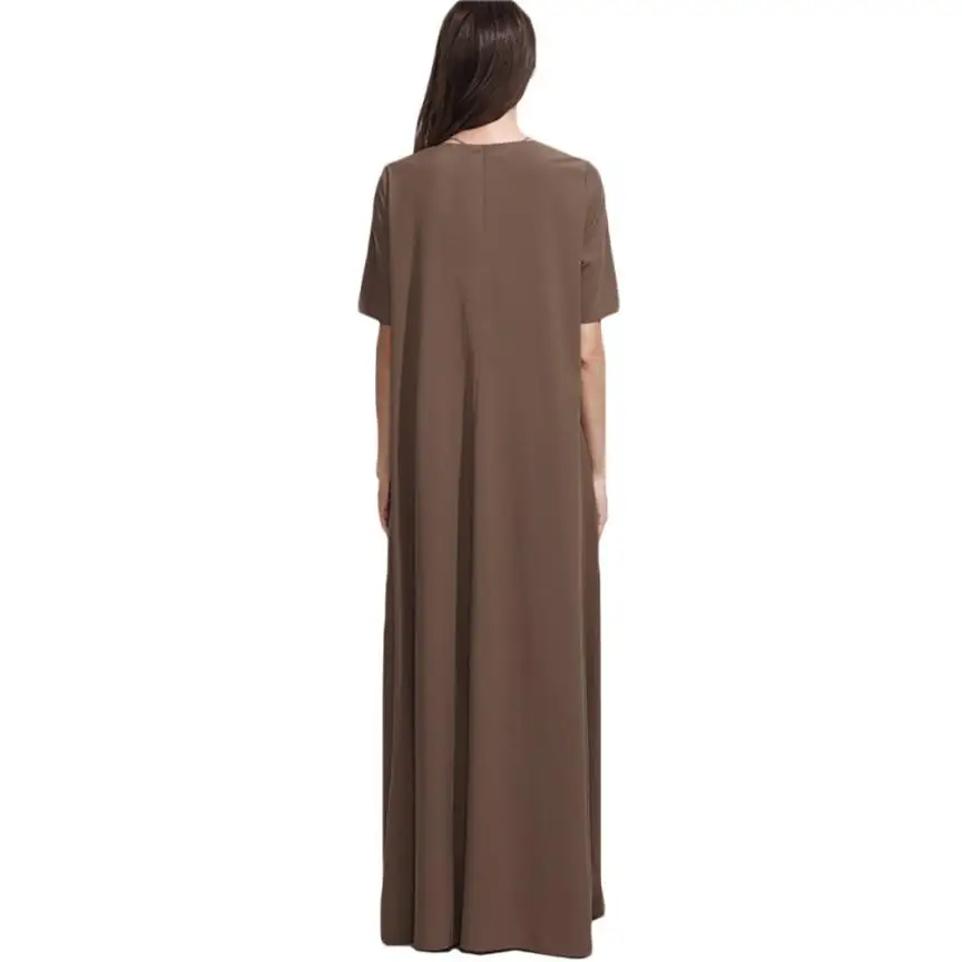 KANCOOLD/женское модное однотонное платье с круглым вырезом и коротким рукавом размера плюс, Вечернее свободное однотонное платье для женщин 2018AUG1
