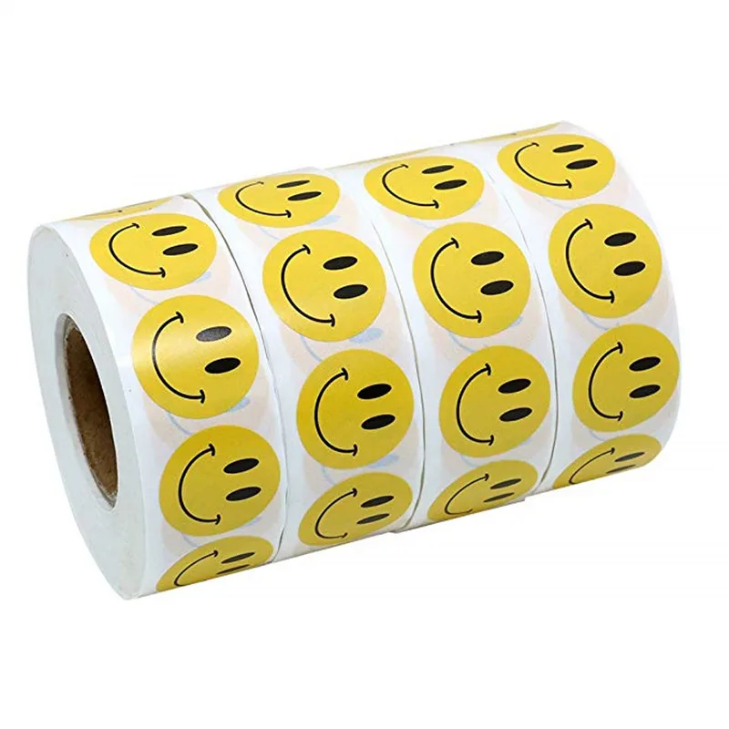 1000 этикетки желтый смайлик наклейки счастливые праздники милые наклейки для этикетки для печати учительницы Детские Канцелярские принадлежности DIY подарок