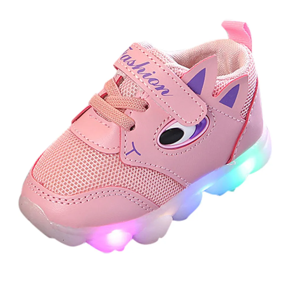 Обувь с подсветкой; детская обувь для маленьких девочек; Светодиодный светильник; обувь для мальчиков; мягкая светящаяся спортивная обувь; Sapato Infantil; Светящиеся кроссовки - Цвет: Pink