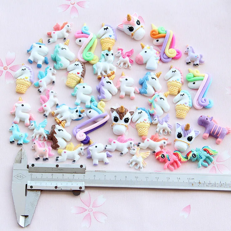 30 шт./лот Kawaii резиновый Единорог Лошадь голова мультфильм аксессуары модель
