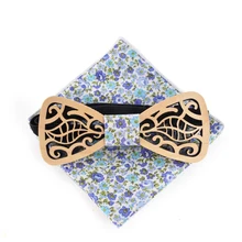 Mantieqingway креативный деревянный лук галстук платок набор для мужчин Тощий деревянная бабочка бизнес полиэстер Карманный квадратный мужской подарок