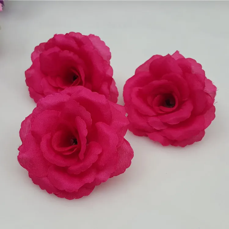 8 см золотые Искусственные цветы розы голова для свадьбы детский душ день рождения декорация рукоделие хобби принадлежности Флорес искусственные - Цвет: Розово-красный