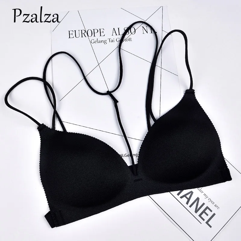 

Pzalza Brassiere Push Up Bra Strappy Y-Line Sexy Halter Bralette Bikini One-Piece New Sexy Seamless Bra Gather For S M Women