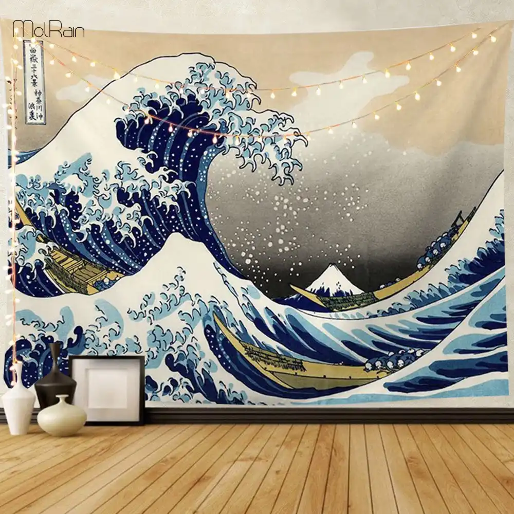 Japan Stil Wandteppich Meer Welle Muster Wand Hangen Wandteppiche Polyester Wand Decke Gedruckt Yoga Matte Wand Kunst Wohnkultur Tapestry Aliexpress