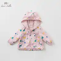 DB10502 dave bella spring baby girls jacket children fashion outerwear kids bird coat