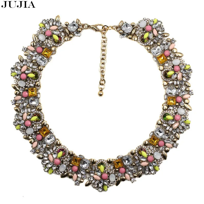 JUJIA za, дизайнерские модные ожерелья и подвески, Массивный воротник, Кристальный камень, макси колье, ювелирные изделия в стиле бохо, ожерелья для женщин