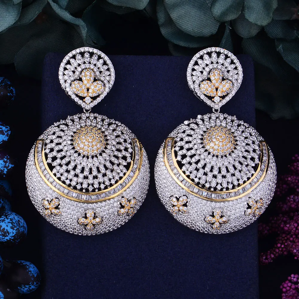 

GODKI 63mm Exaggerate Luxury Big SizeFull Micro Cubic Zirconia Naija Wedding Party Earring Fashion Jewelry for Women