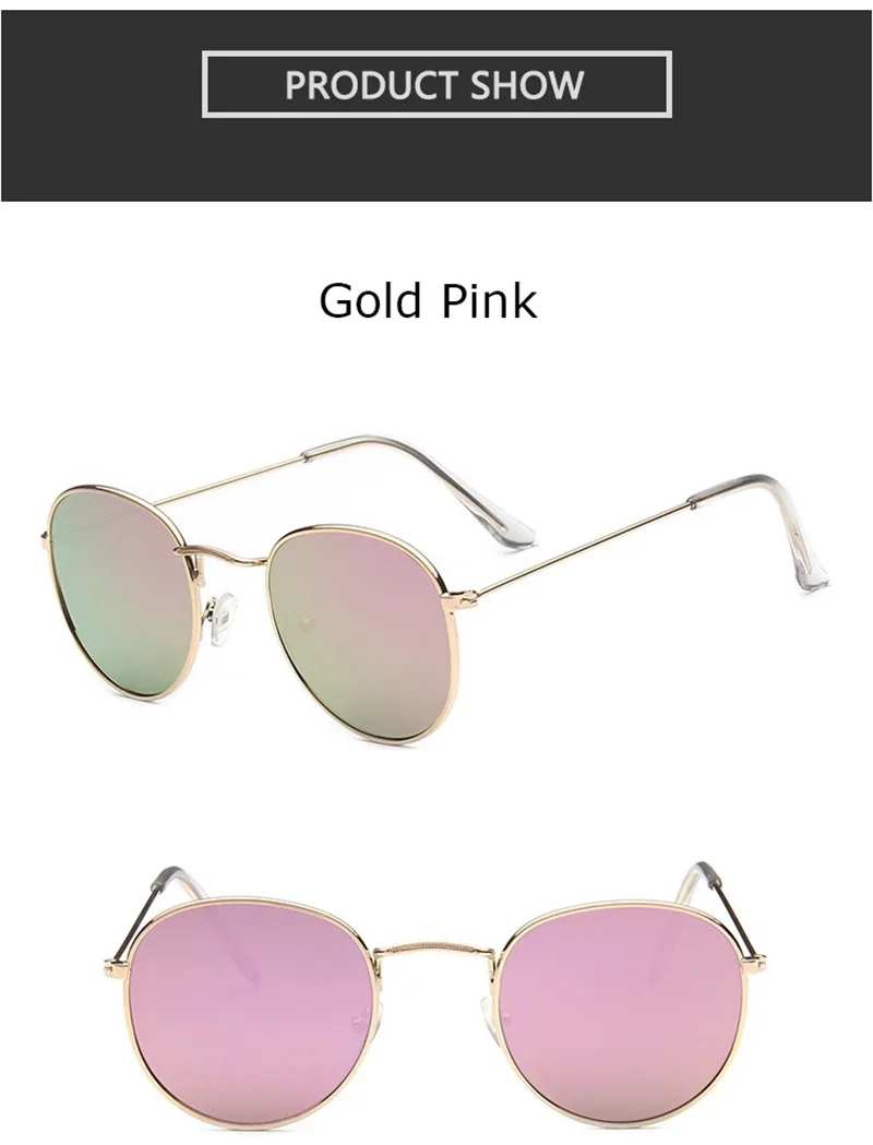 RBRARE классический сплав маленькая оправа Светоотражающие женские очки линзы солнцезащитные очки винтажная металлическая оправа Oculos Feminino розовое зеркало