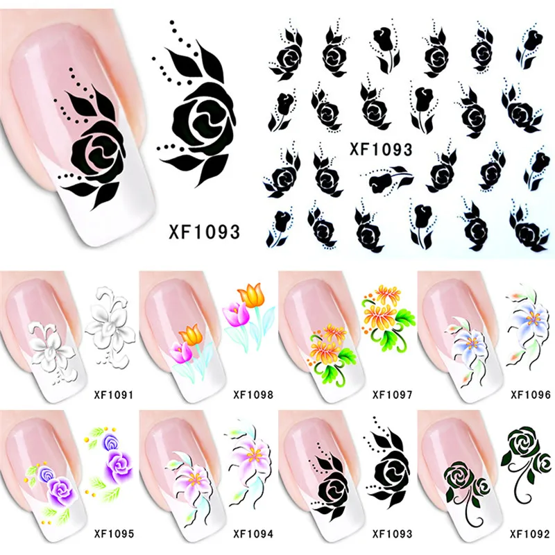 New Multi Flower Nail Art Stickers Decals Decoration Tool Nail Tips 10