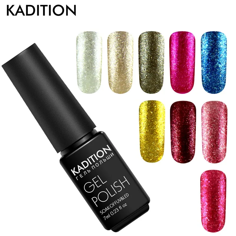 

KADITION UV Gel Lacquer Fashion Platinum Nail Polish 12 Gliter Colors Choose Soak Off Long Lasting Acrylic Pigment Varnish