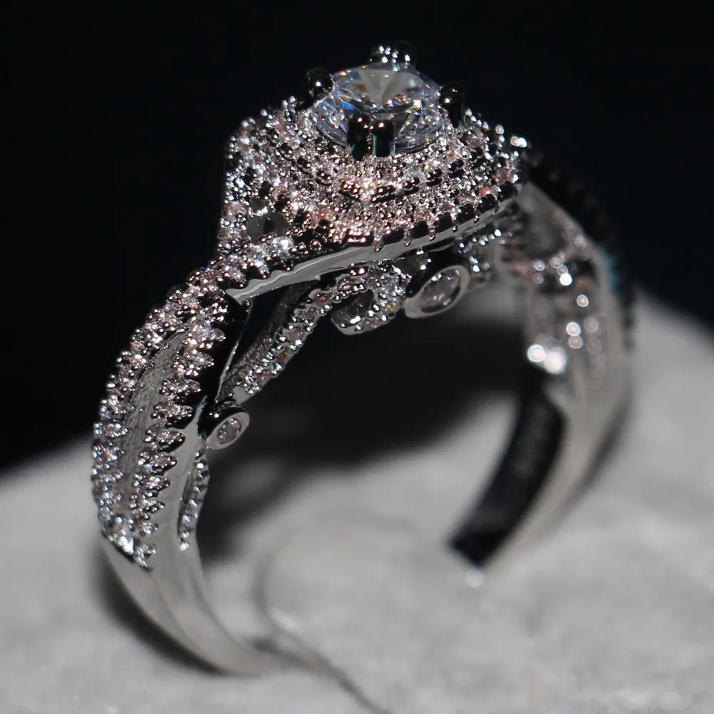 choucong Valuable Jewelry Genuine 1ct Stone 5A Zircon Cz 925 Sterling Silver Women Engagement Wedding Band Ring