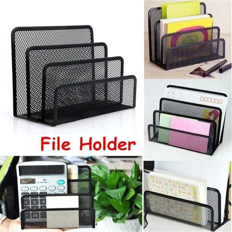 

1pcs Black Mesh Letter Paper File Storage Rack Holder Tray Organiser Desktop Office