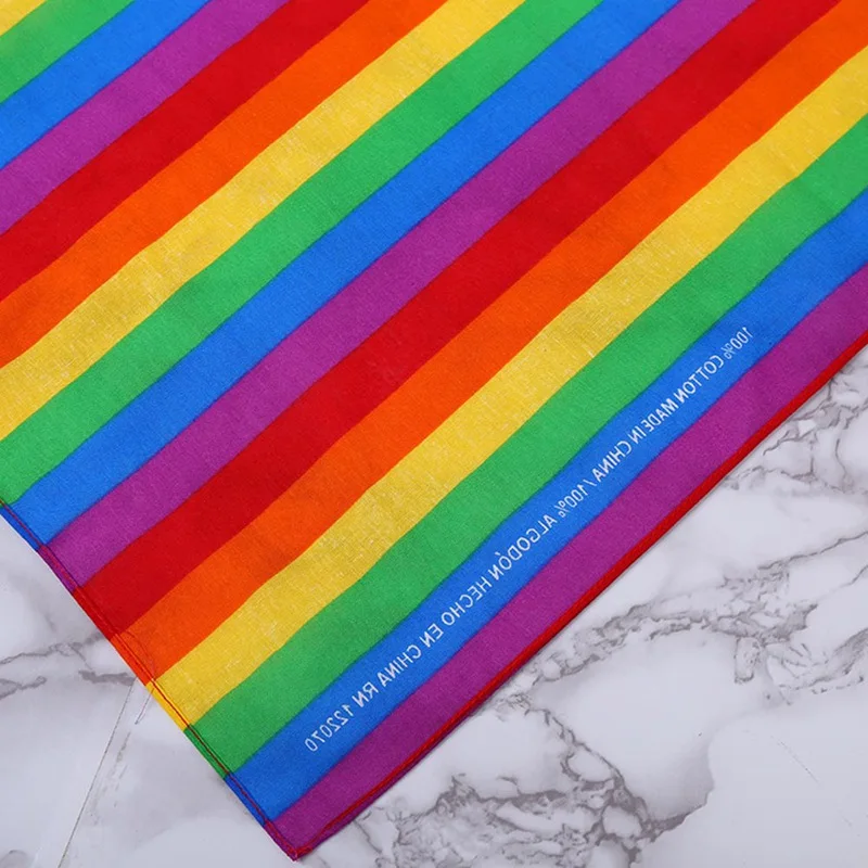 Фестиваль радуги красочные семь полос 55x55 см Унисекс Хлопок Карманный квадратный шарф повязка бандана гей парад браслет шеи галстук