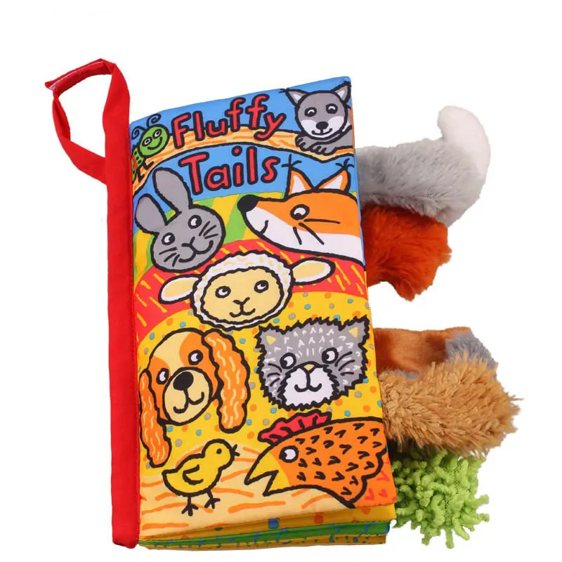 Детская мягкая 3D Тихая тканевая книга для раннего образования, разворачивающаяся детская погремушка для чтения, игрушки для новорожденных, хвосты животных, книги - Цвет: fluffy tails