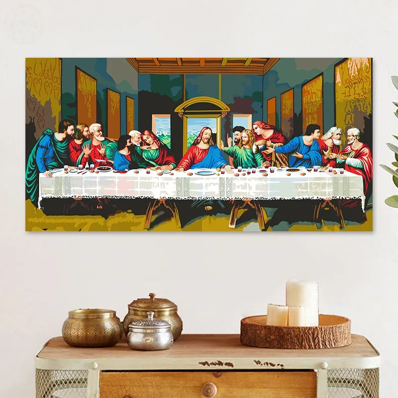 

painting by numbers art paint by number The Last Supper Jesus Christ Digital Painting Biblical story Da Vinci mural Decorative
