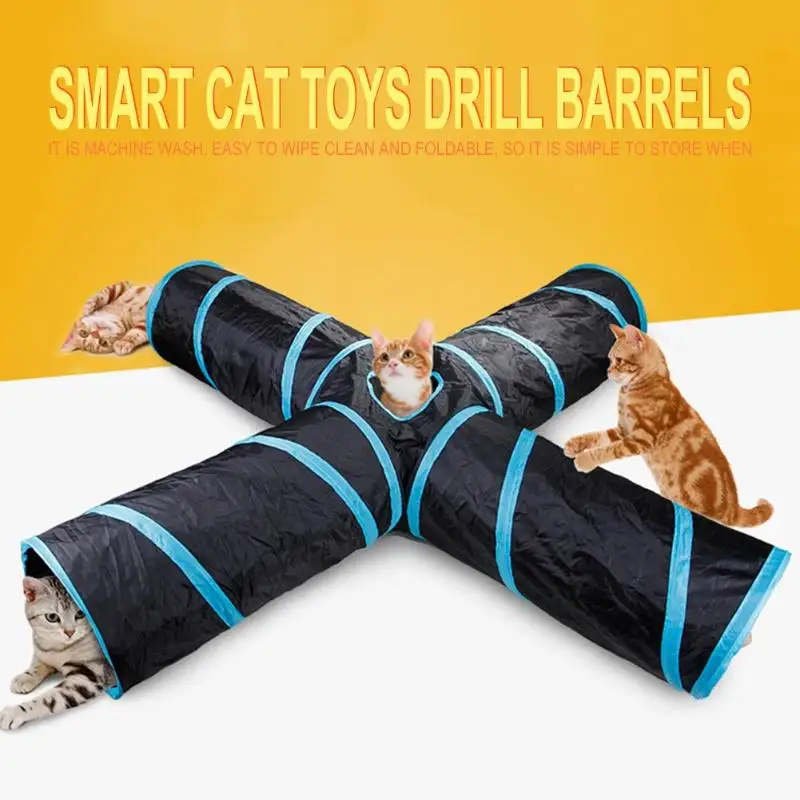 Foldable Pet Cat Play Tunnel Indoor Outdoor Pet Cats Training Toys for Cat Kitten Rabbit Animals Play Tunnel Tubes 2/3/4 Holes