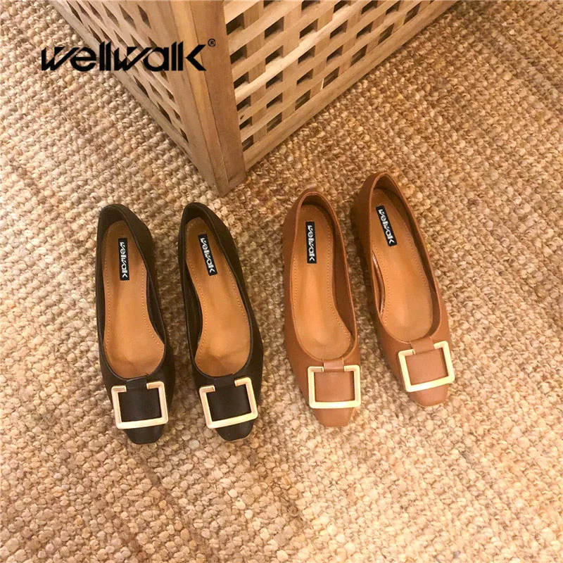 

Wellwalk Design Flats Shoes Women Ballerinas Flats Shoes Ladies Foldable Shoes Female Ballet Flats Slip-on Loafers Square loafer