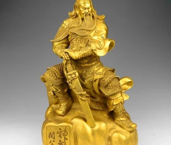 

20 Chinese Brass Copper Dragon Sword Warrior Guan Gong Guan Yu Buddha God Statue