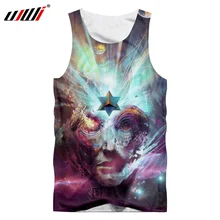 UJWI мужские Майки Новое поступление 3D Принт Галактика звезда красота маска жилет мужской Crewneck без рукавов бодибилдинг фитнес одежда